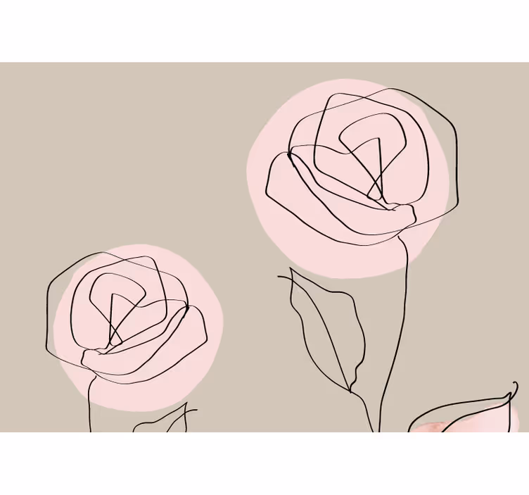 Beige roller blind watercolor white roses abstract - TenStickers