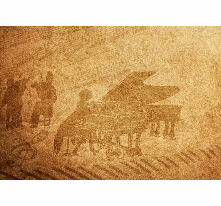 Beige roller blind vintage piano - TenStickers