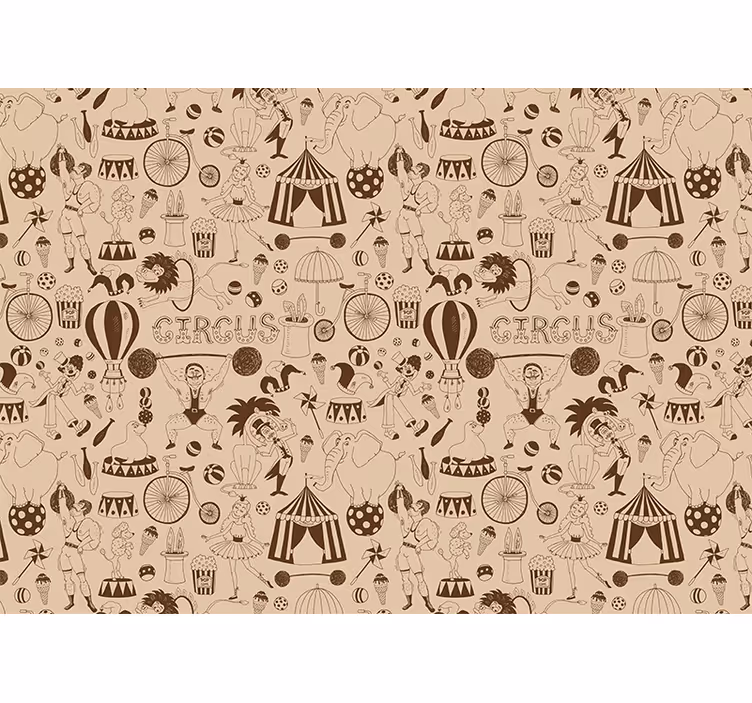 Beige roller blind with retro brown circus pattern - TenStickers