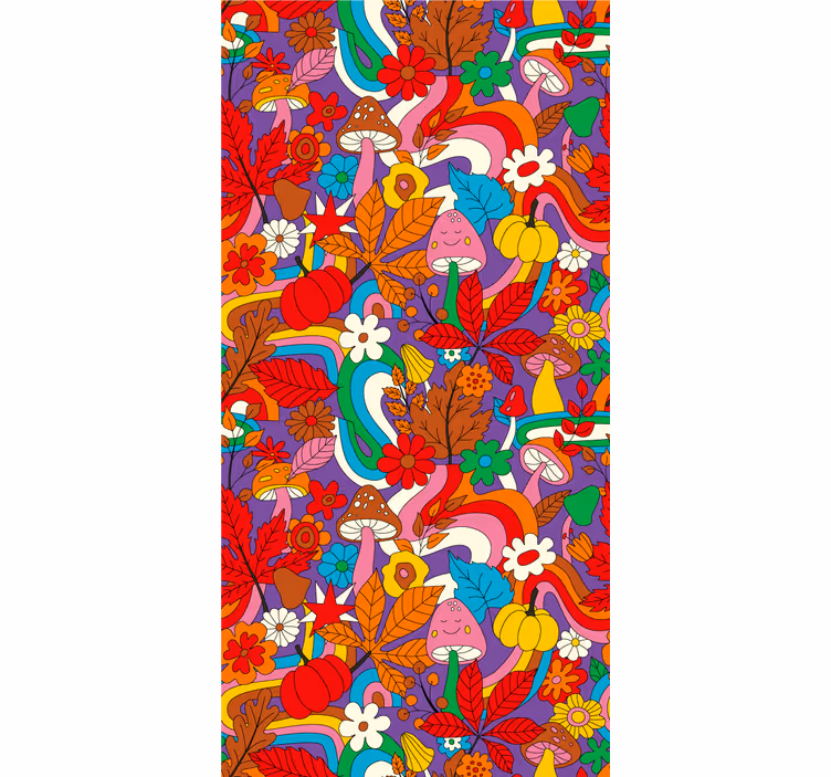 Flower power retro More vintage roller blind - TenStickers