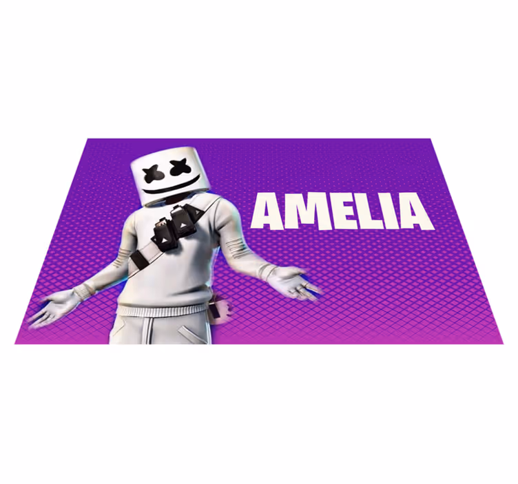 DJ figure with name teenager vinyl rug - TenStickers