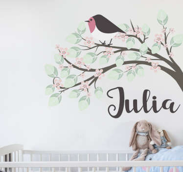 Children´s Personalised Tree and Robin Sticker