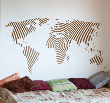 Circular Lines World Map Sticker