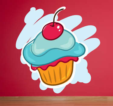 Cup cake and cherry wall decal
