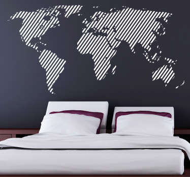 Diagonally Lined World Map Decal