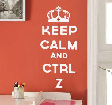 Keep Calm CTRL Z Decorative Sticker