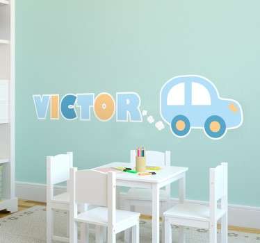 Kids Personalised Car with Name Wall Sticker
