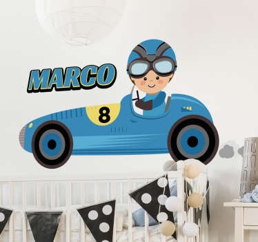 Kids Personalised Race Car Wall Stickers for kid