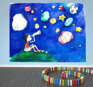 Kids Starry Sky Illustration Wall Mural
