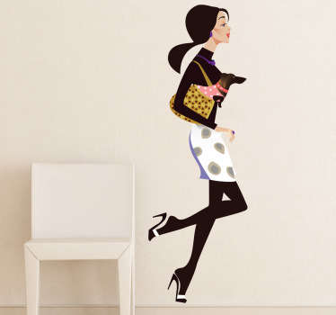 Lady and Little Dog Shopping Decal