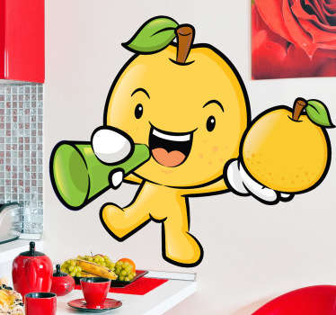 Lemon Fruit Character Wall Sticker