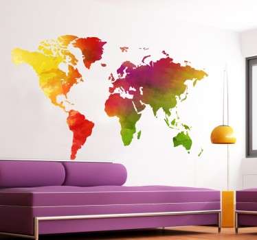 Multi-Coloured World Map Sticker
