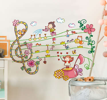 Musical and Floral Kids Sticker