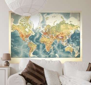 Old Style World Map Wall Sticker