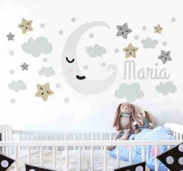 Personalised Moon and Stars Wall Sticker