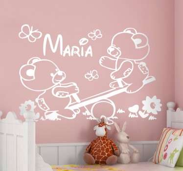 Personalised Teddy Bears in Seesaw Sticker