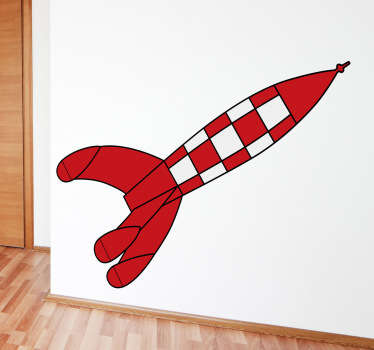 Red and White Rocket Wall Sticker