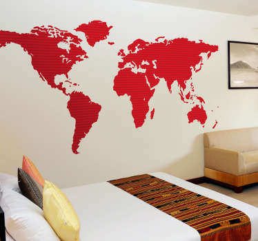 Red World Map Wall Sticker