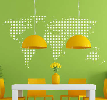 Square Dotted World Map Sticker