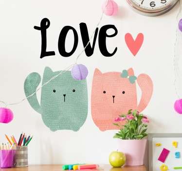 Two Cats Love Wall Sticker