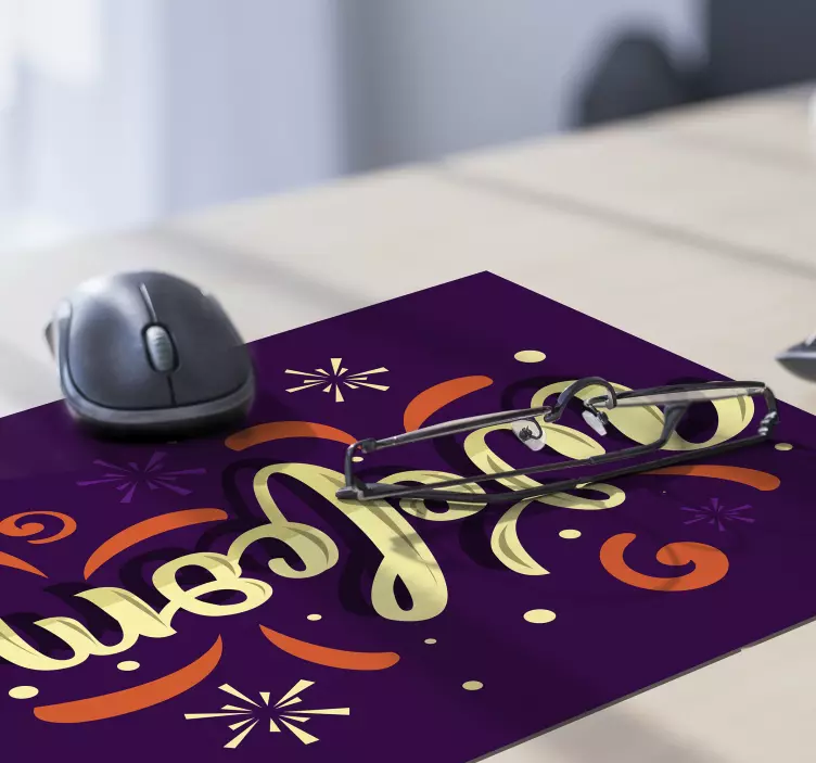Personalised mouse pad with stylish welcome text - TenStickers