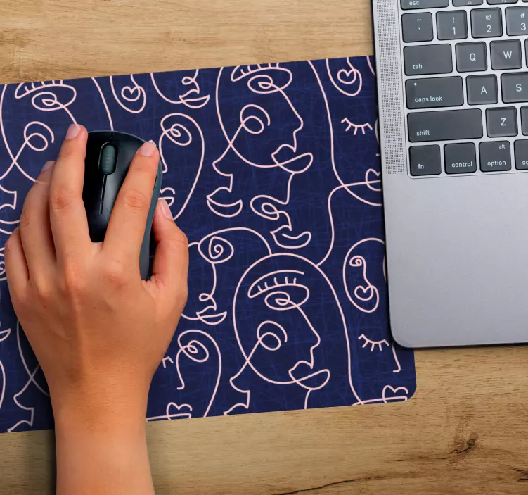 Abstract blue drawn women mouse pad patterns - TenStickers
