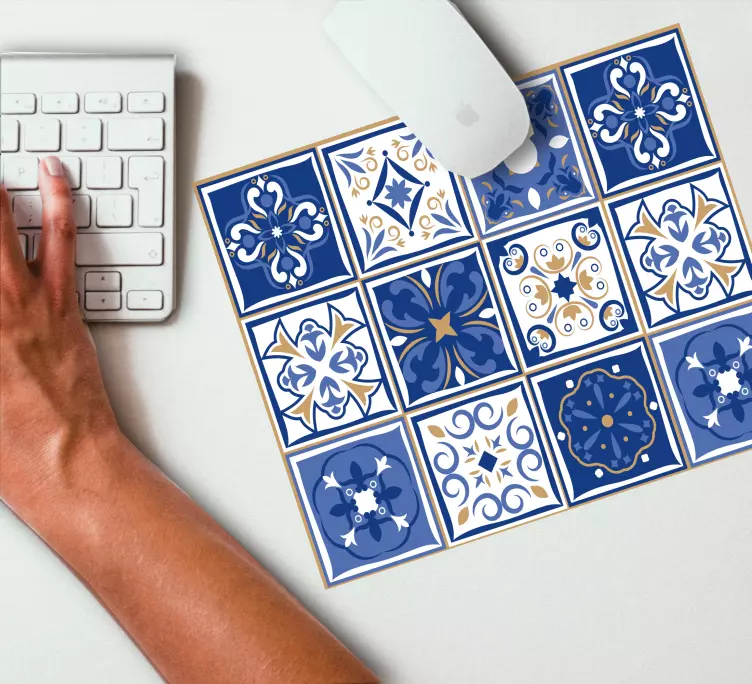Blue and brown vintage tile  mouse pad patterns - TenStickers