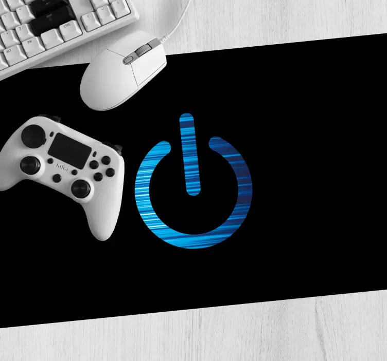 Blue turn off/on sign graphic gaming mouse pad - TenStickers