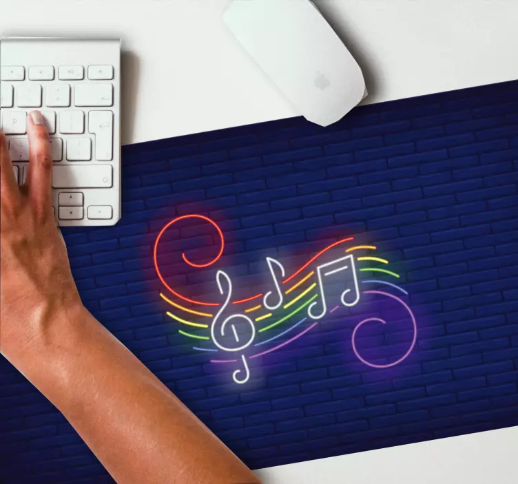Brick wall rainbow music notes mouse pad - TenStickers