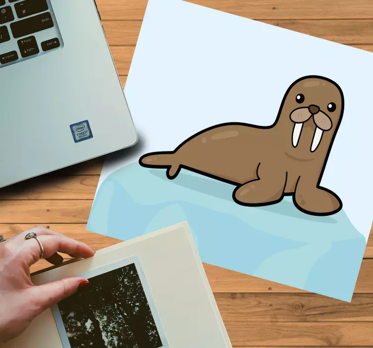 Cartoon walrus with blue background mousepad - TenStickers