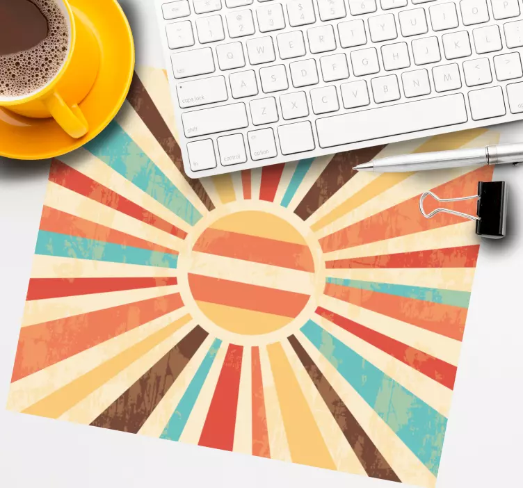 Colorful retro sun rays original mouse pad - TenStickers