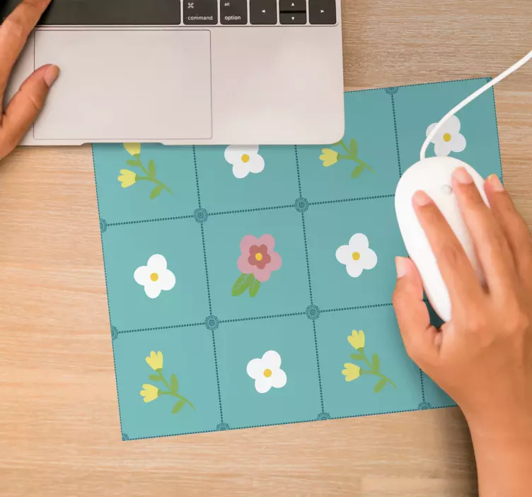 Floral Tile Arrangement mouse pad pattern - TenStickers