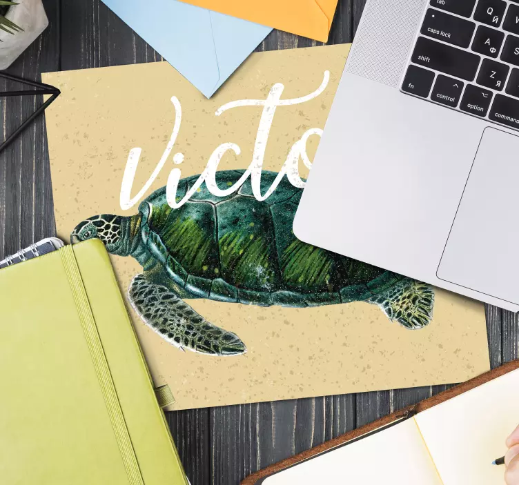 Sea turtle with name personalised mouse pad - TenStickers