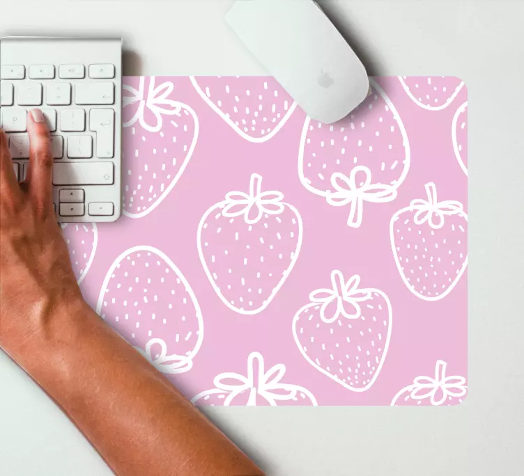 Seamless pink strawberry original mouse pad - TenStickers