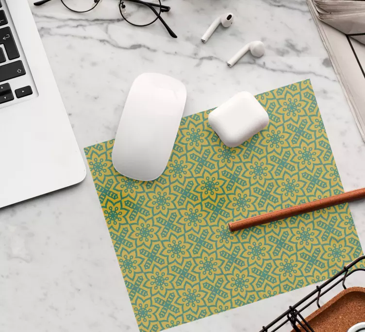 Vintage green and yellow tile mouse pad pattern - TenStickers