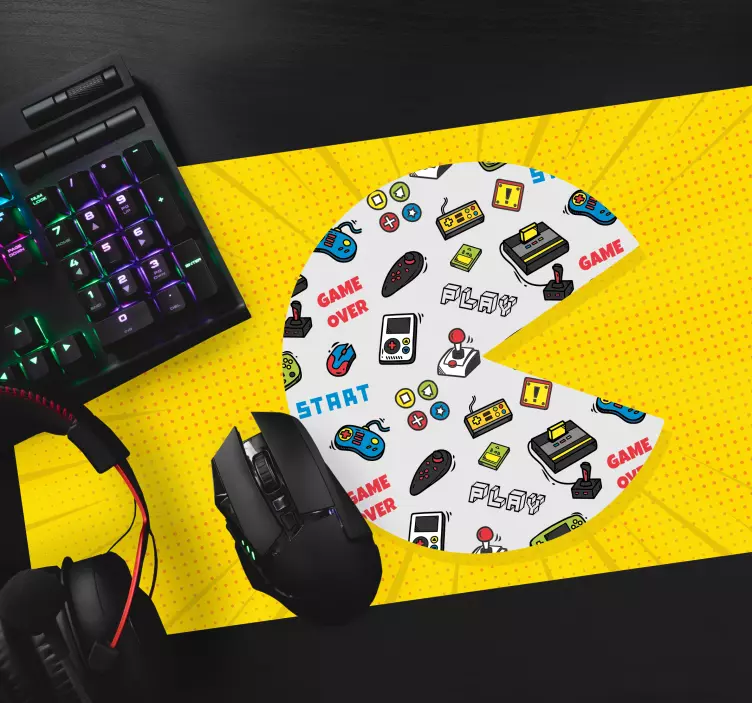 Yellow pacman game graphic  gaming mouse pad - TenStickers