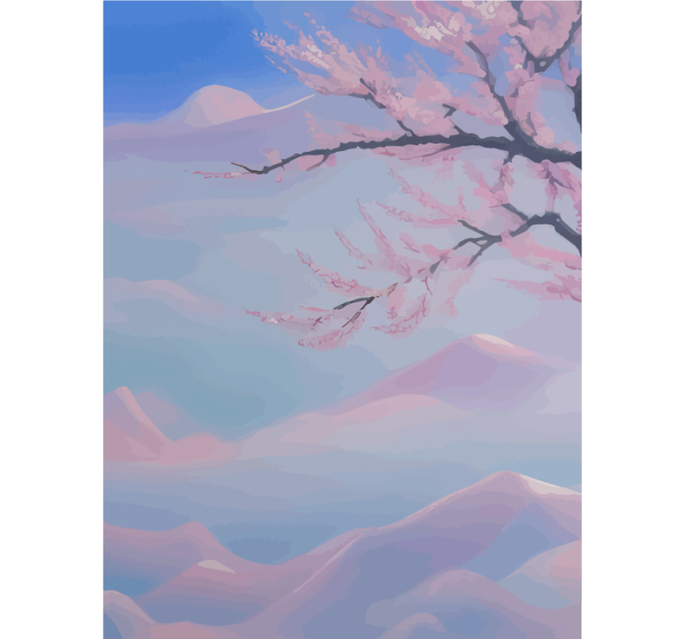 Zen cherry tree flowers branch bathroom roller blind - TenStickers