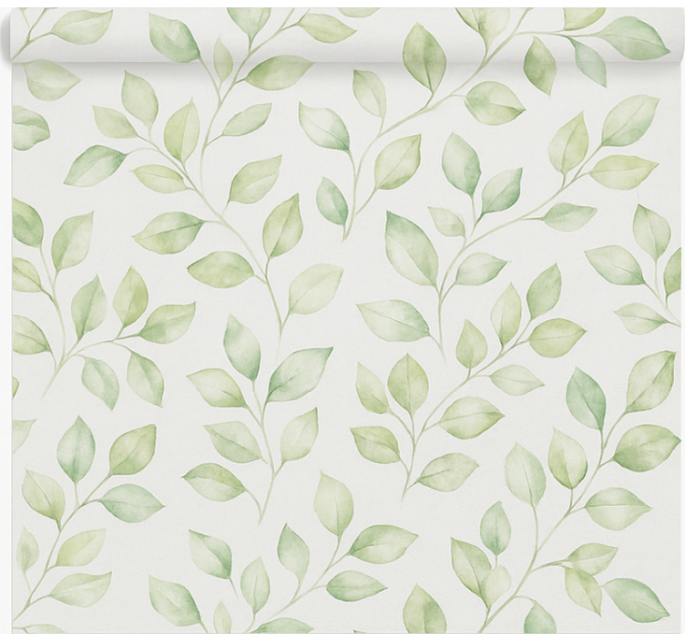 White background with leaves bathroom roller blind - TenStickers
