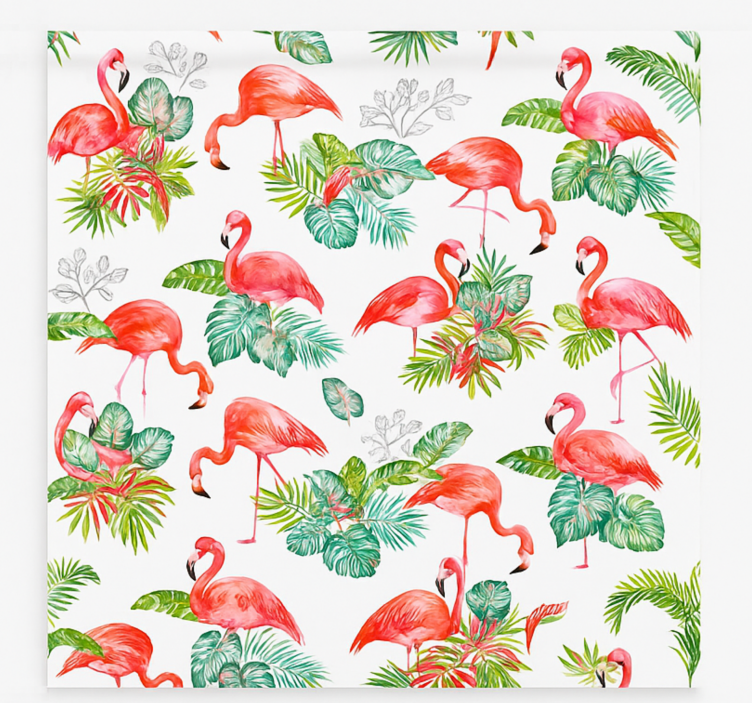 Flamingo Tropical Pattern kitchen roller blind - TenStickers