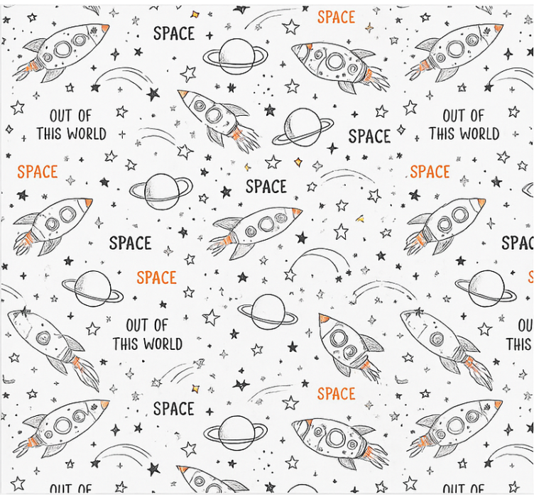 Drawn space pattern teenage bedroom roller blind - TenStickers