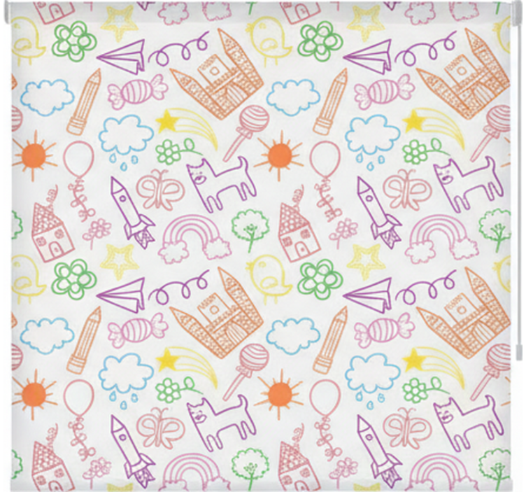 Scandinavian roller blind playful doodle print - TenStickers