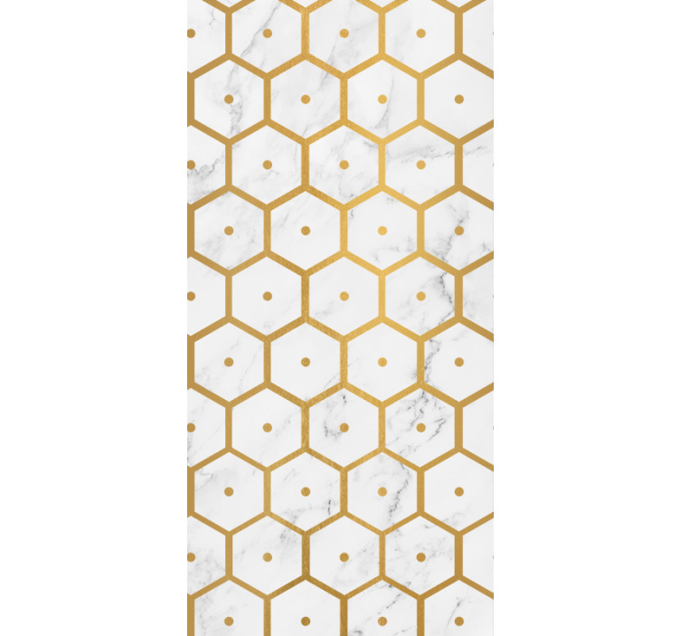 Bathroom roller blind with hexagonal gold marble pattern - TenStickers