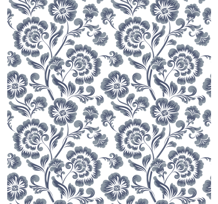Bathroom roller blind blue flowers on white - TenStickers