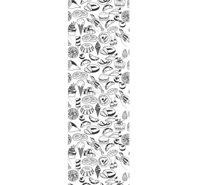 Kitchen roller blind black and white food design - TenStickers