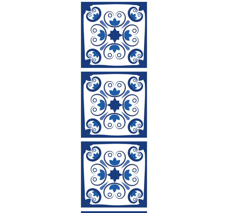 Kitchen roller blind in typical beautiful blue tile - TenStickers