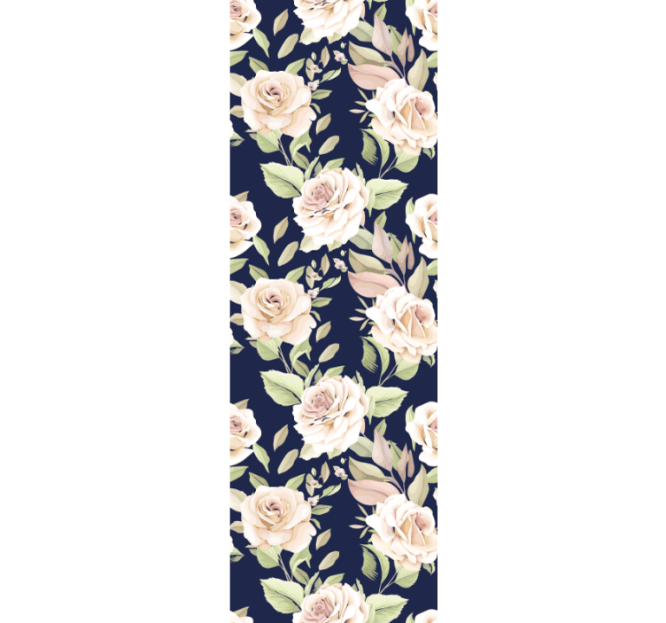Kitchen roller blind with vintage rose design on blue - TenStickers