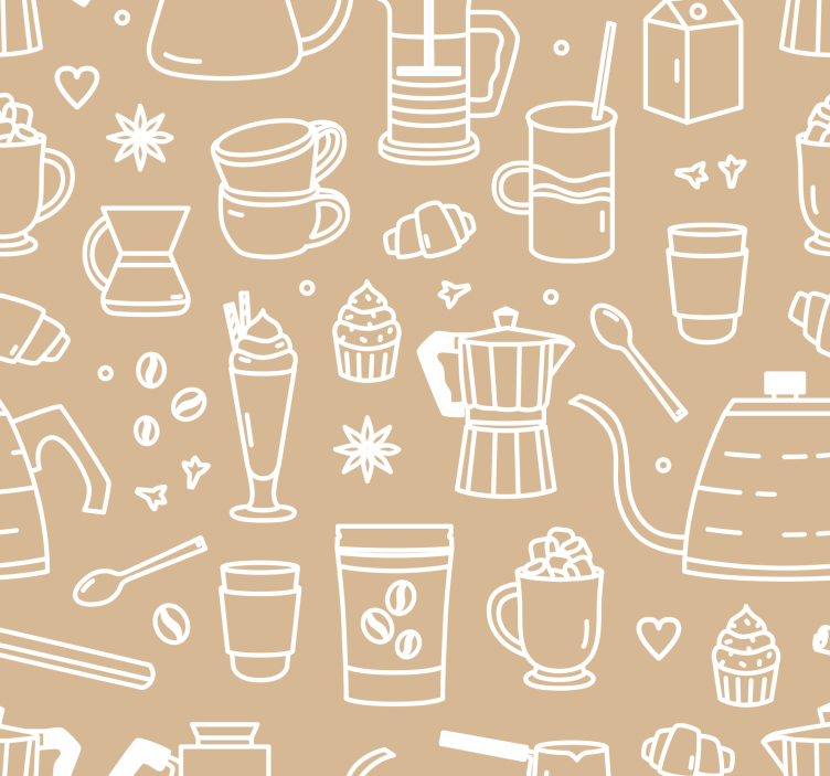 Kitchen roller blind coffee cups and glasses pattern - TenStickers