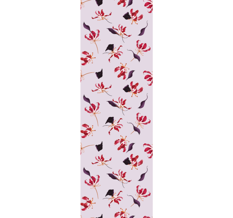 Dining room roller blind hand drawn red lily design - TenStickers