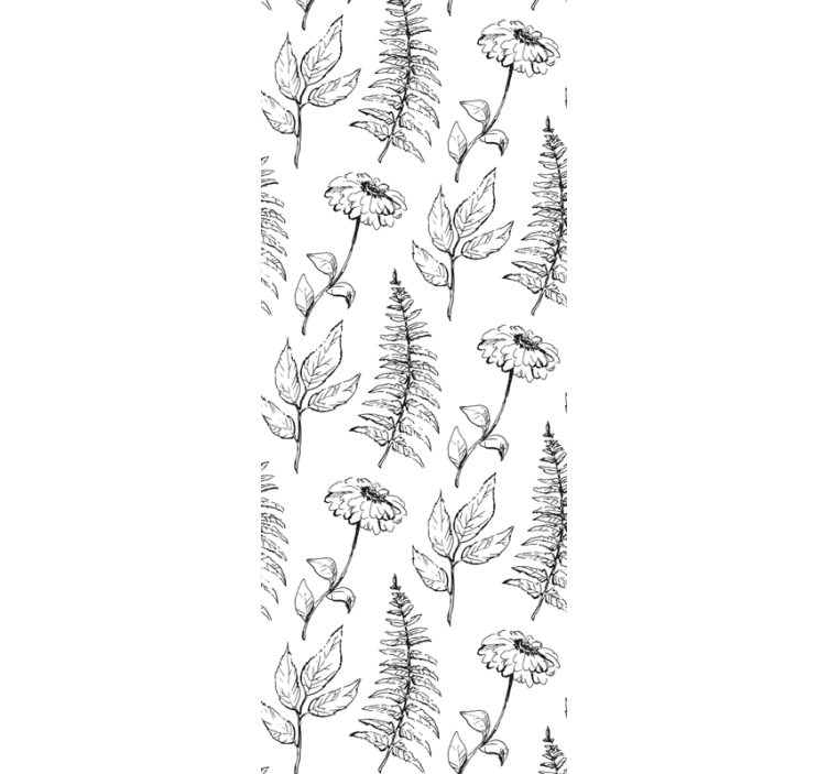 Dining room roller blind black and white tulips - TenStickers