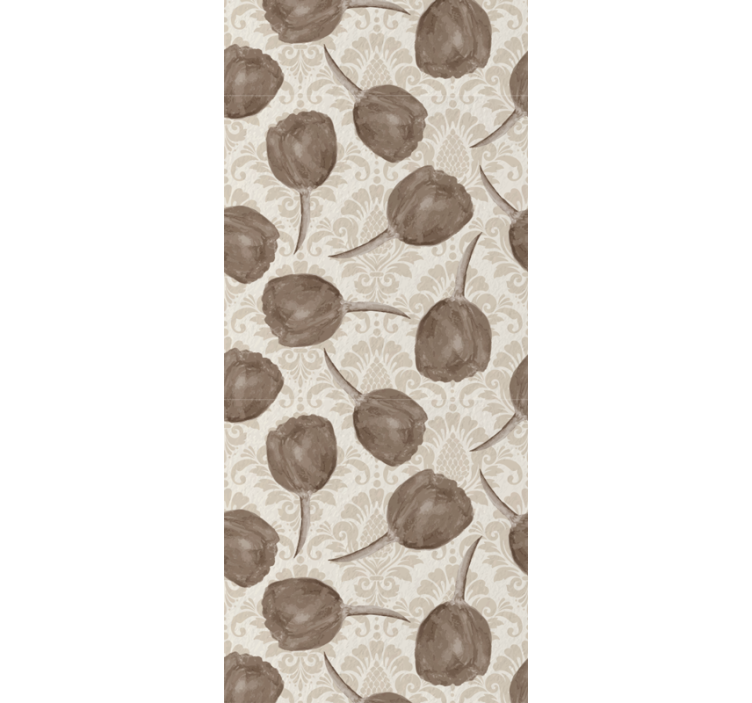 Dining room roller blind with gray tulips and scrolls - TenStickers